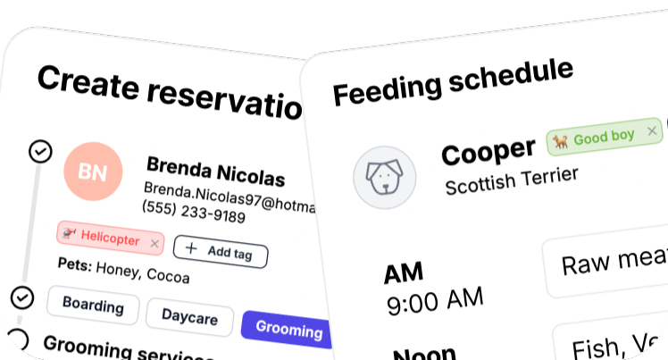 Create reservation for your pet care business